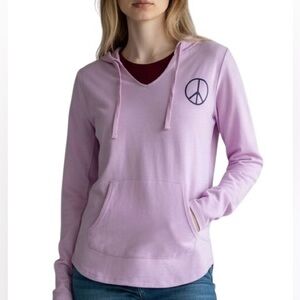 Sonoma Everyday Pullover Hoodie Peace Sign Purple Size M